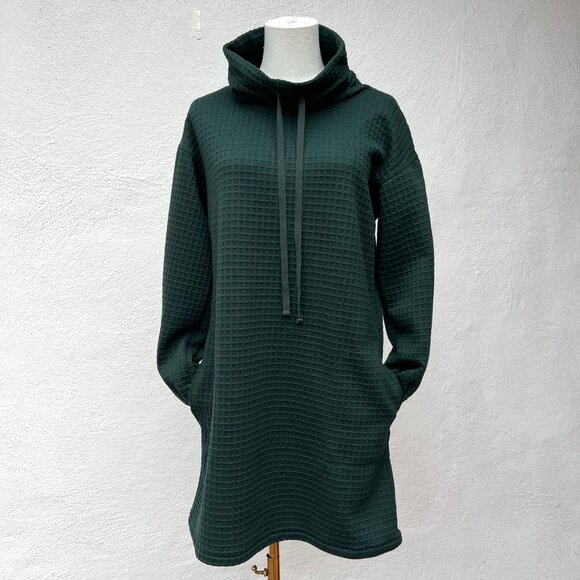 Max Studio Dresses & Skirts - Max Studio Waffle Knit Dark Green Cowl Neck Long Sleeve Mini Dress Size Large